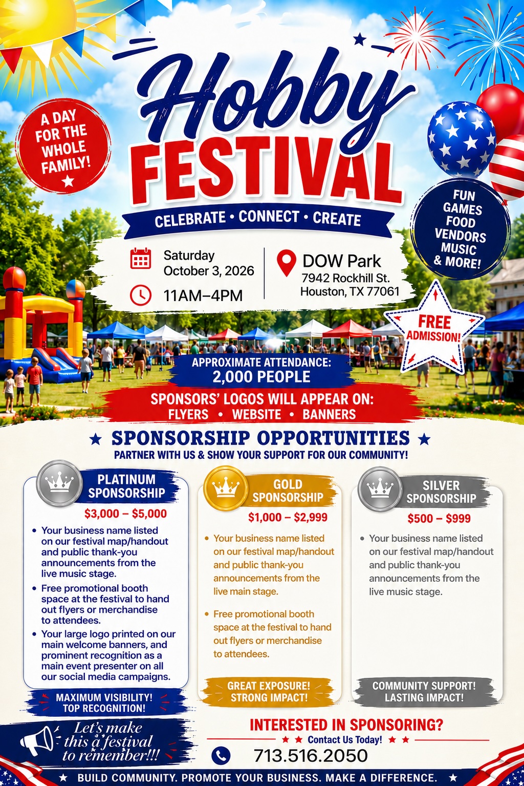 HobbyFest festival flyer with sponsorship tiers